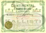 Continental Commercial Company Stock Certificate.